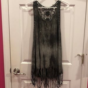 Long boho style tank. ONE SIZE FITS ALL